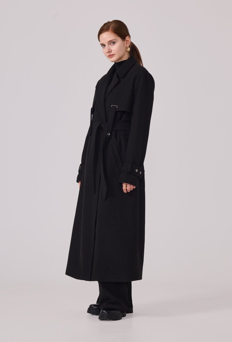 Manteau type trench en sergé noir - RIVE GAUCHE
