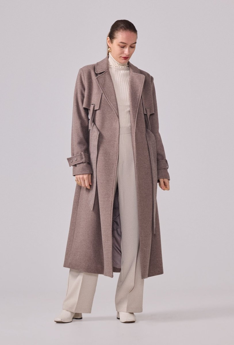 Manteau type trench en sergé taupe - RIVE GAUCHE