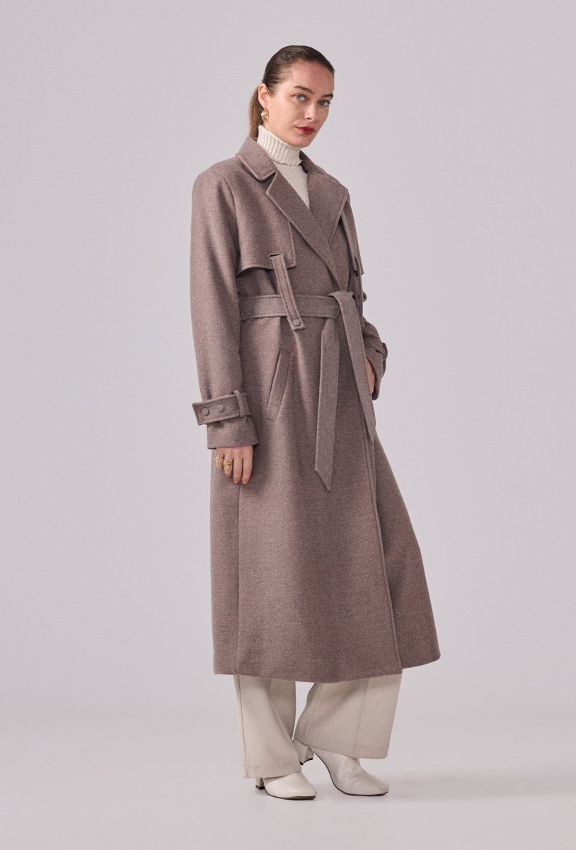 Manteau type trench en sergé taupe - RIVE GAUCHE