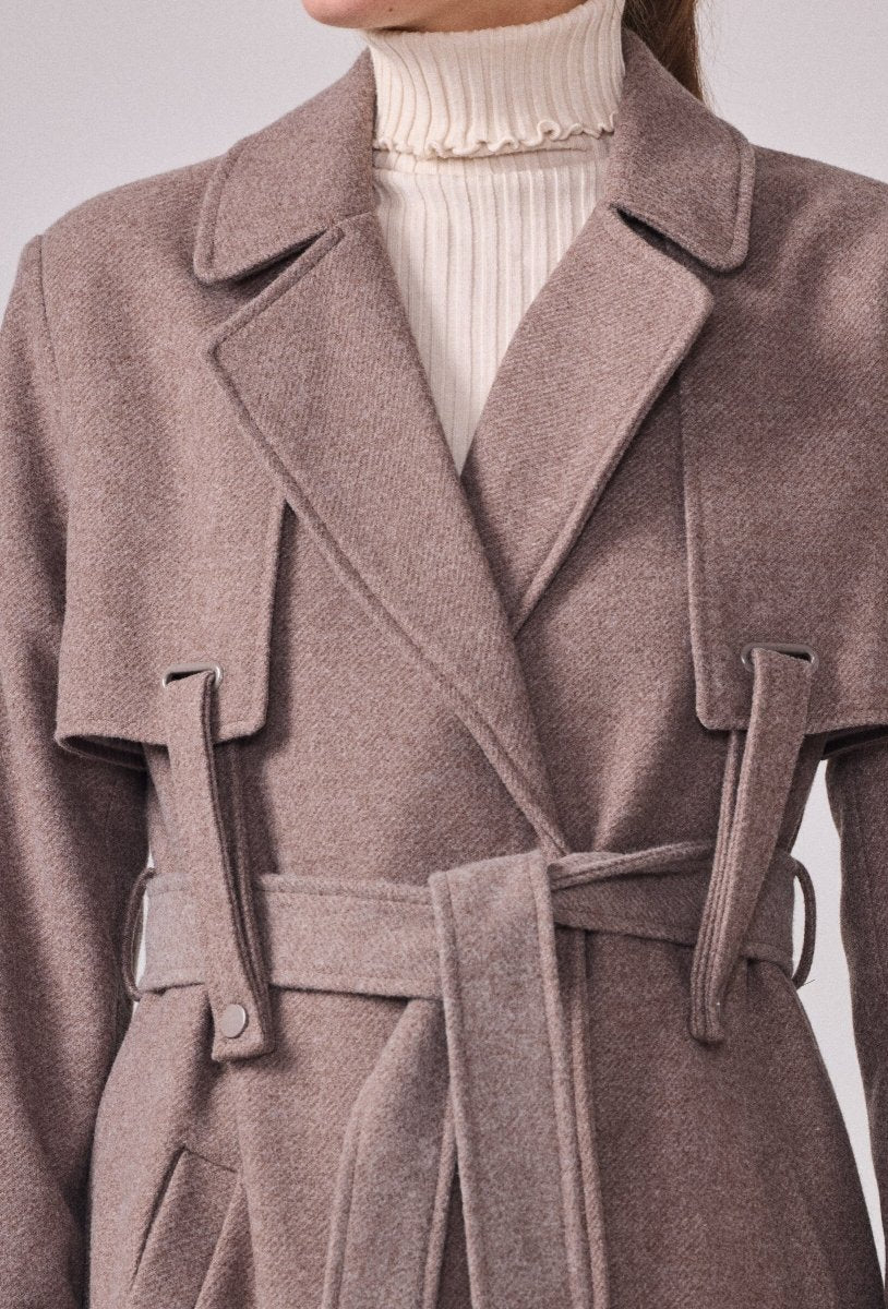 Manteau type trench en sergé taupe - RIVE GAUCHE