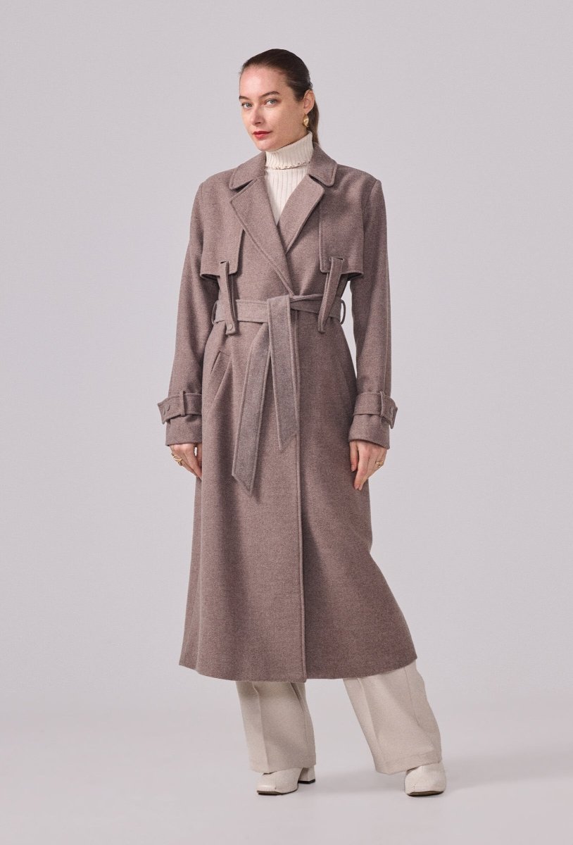 Manteau type trench en sergé taupe - RIVE GAUCHE