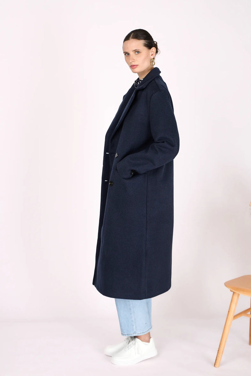 Manteaux en chevron fermeture croisée bleu marine - RIVE GAUCHE