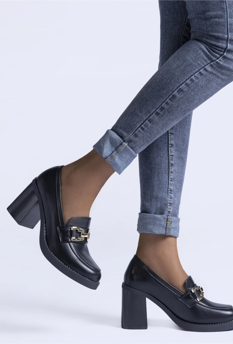 Mocassins à talon avec boucle décorative - RIVE GAUCHE