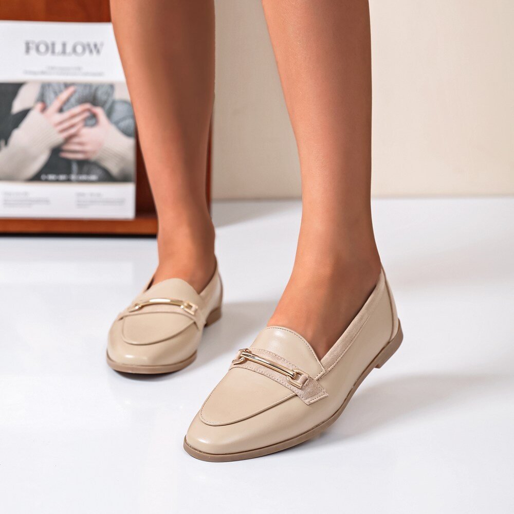Mocassins avec boucle décorative beige - RIVE GAUCHE
