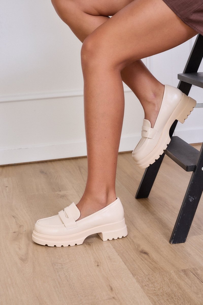 Mocassins beiges plateformes légèrement crantées - RIVE GAUCHE