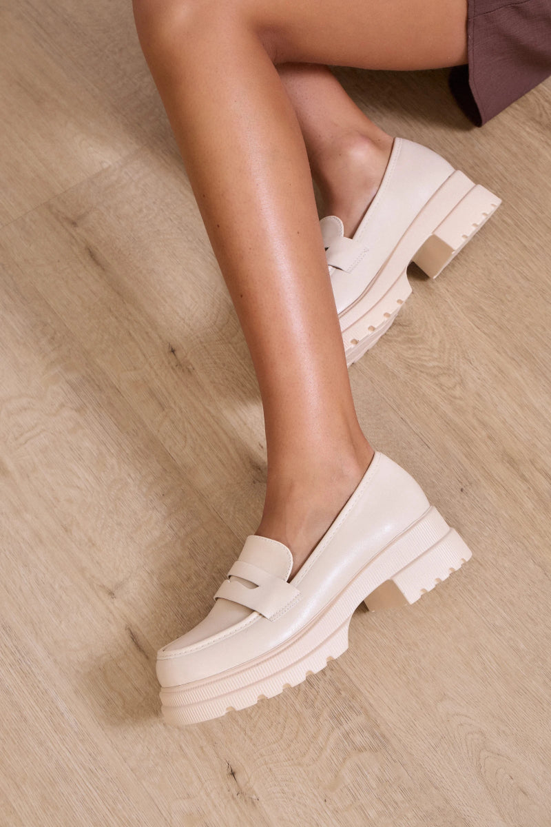 Mocassins beiges plateformes légèrement crantées - RIVE GAUCHE