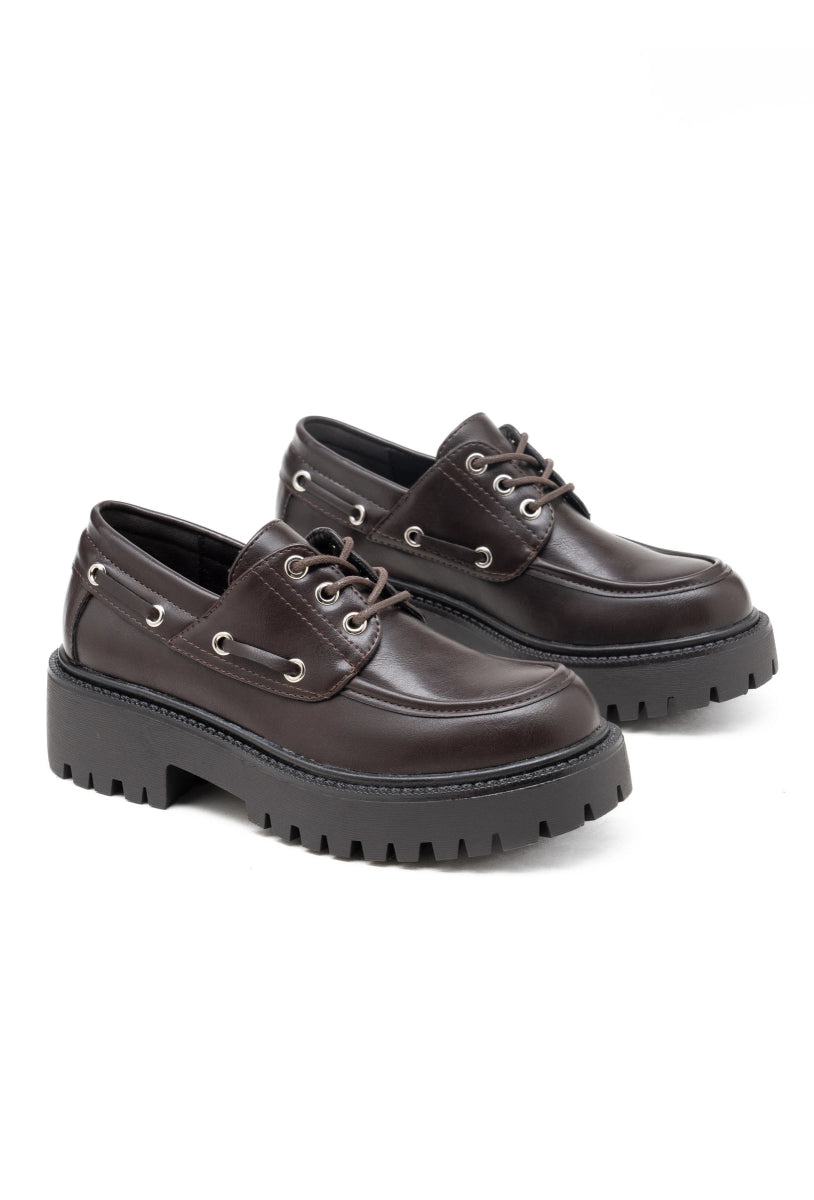 Mocassins chocolat style bateau semelle crantée - RIVE GAUCHE