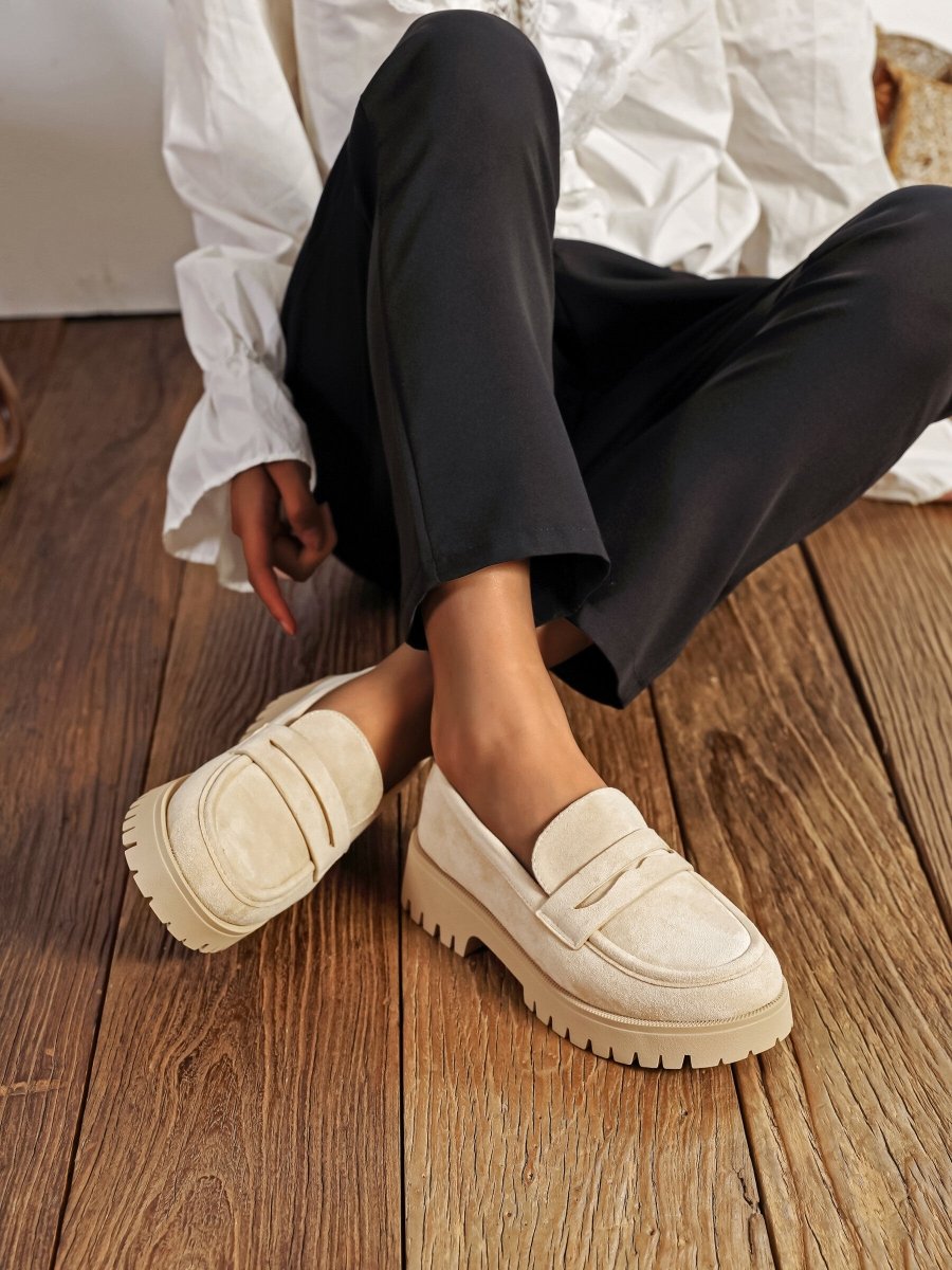 Mocassins en suédine beiges - RIVE GAUCHE