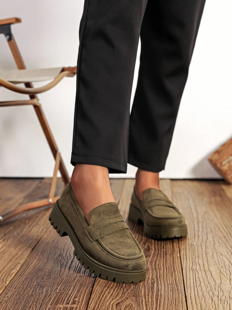 Mocassins en suédine kaki - RIVE GAUCHE