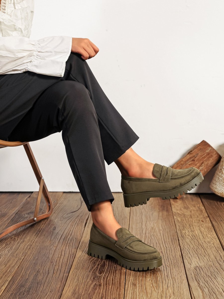 Mocassins en suédine kaki - RIVE GAUCHE