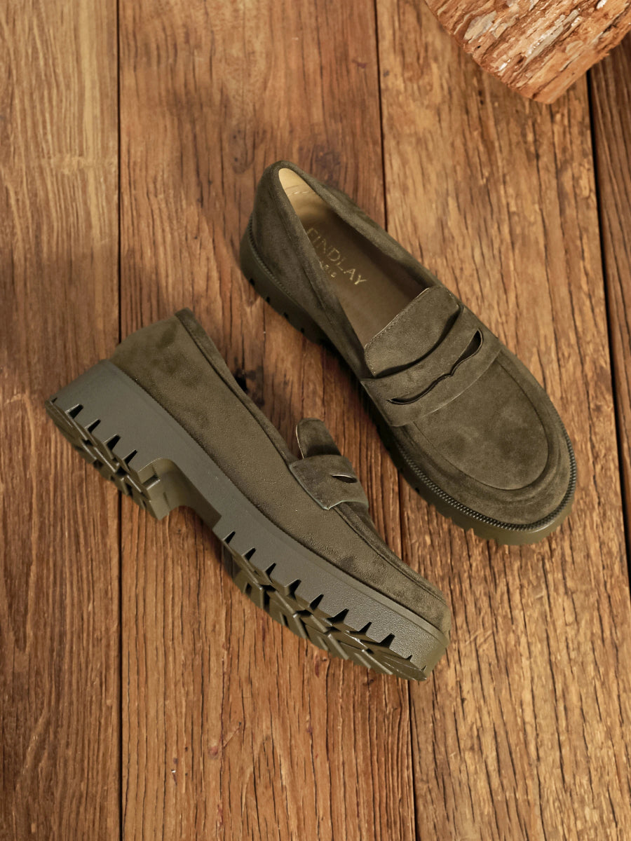 Mocassins en suédine kaki - RIVE GAUCHE