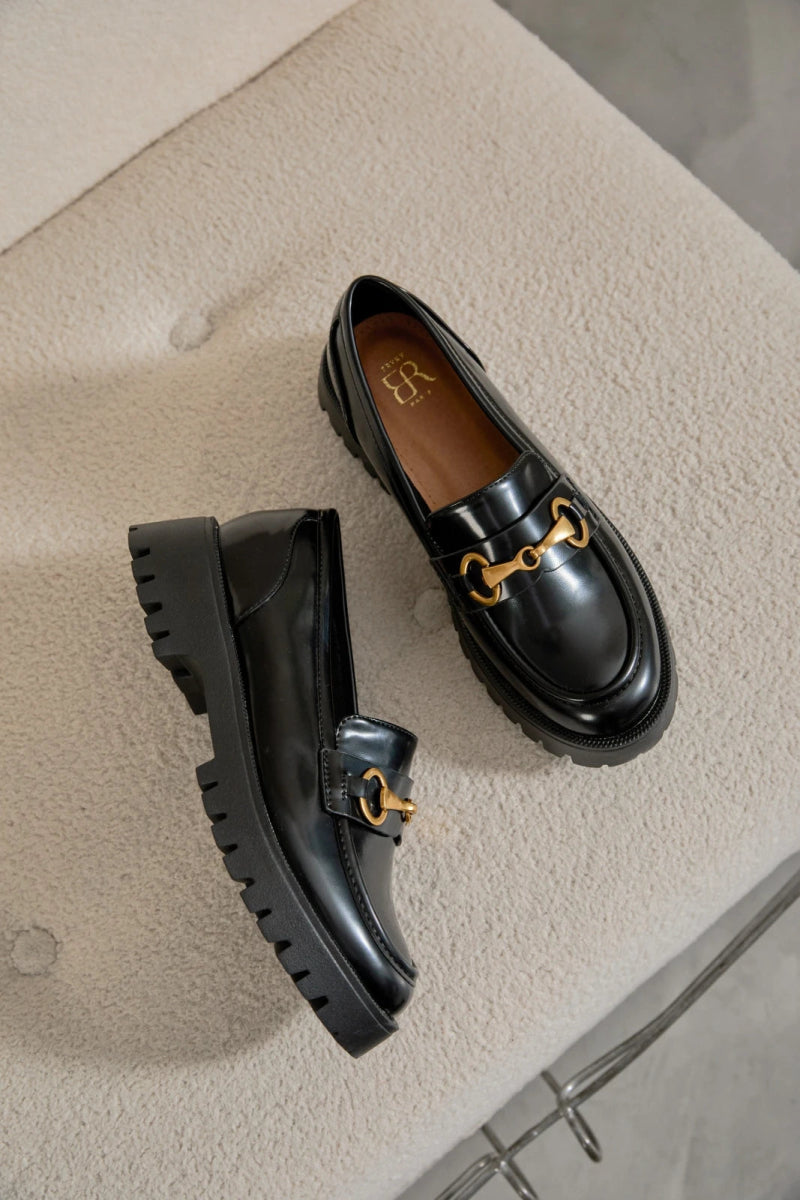 Mocassins noirs semelle épaisse avec boucle - RIVE GAUCHE