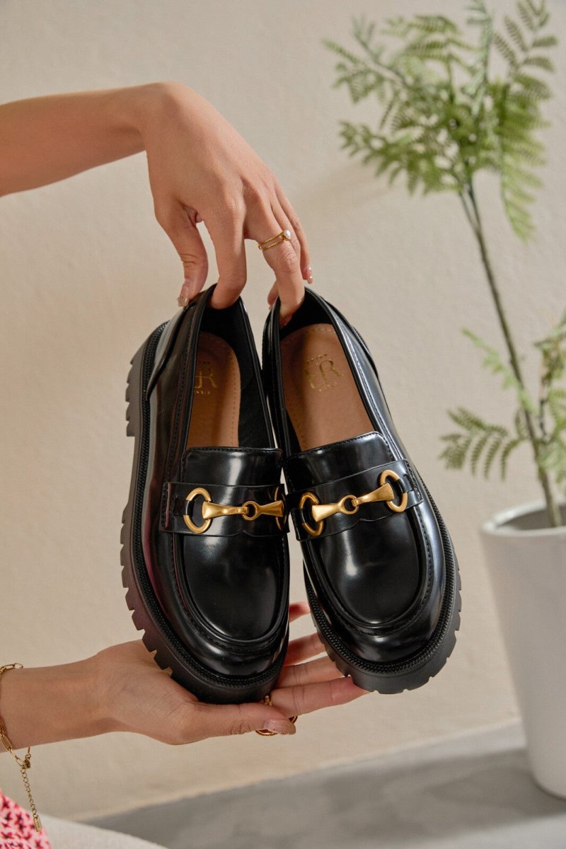 Mocassins noirs semelle épaisse avec boucle - RIVE GAUCHE
