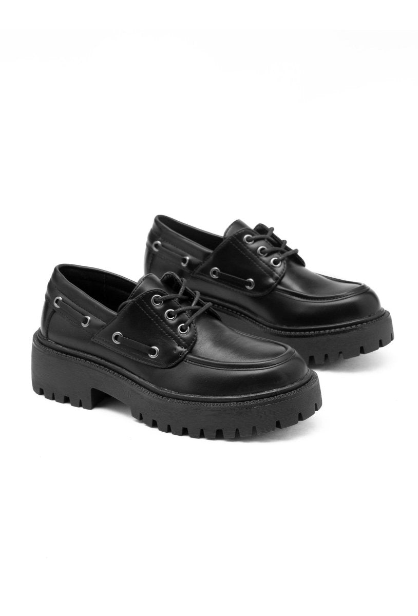 Mocassins noirs style bateau semelle crantée - RIVE GAUCHE