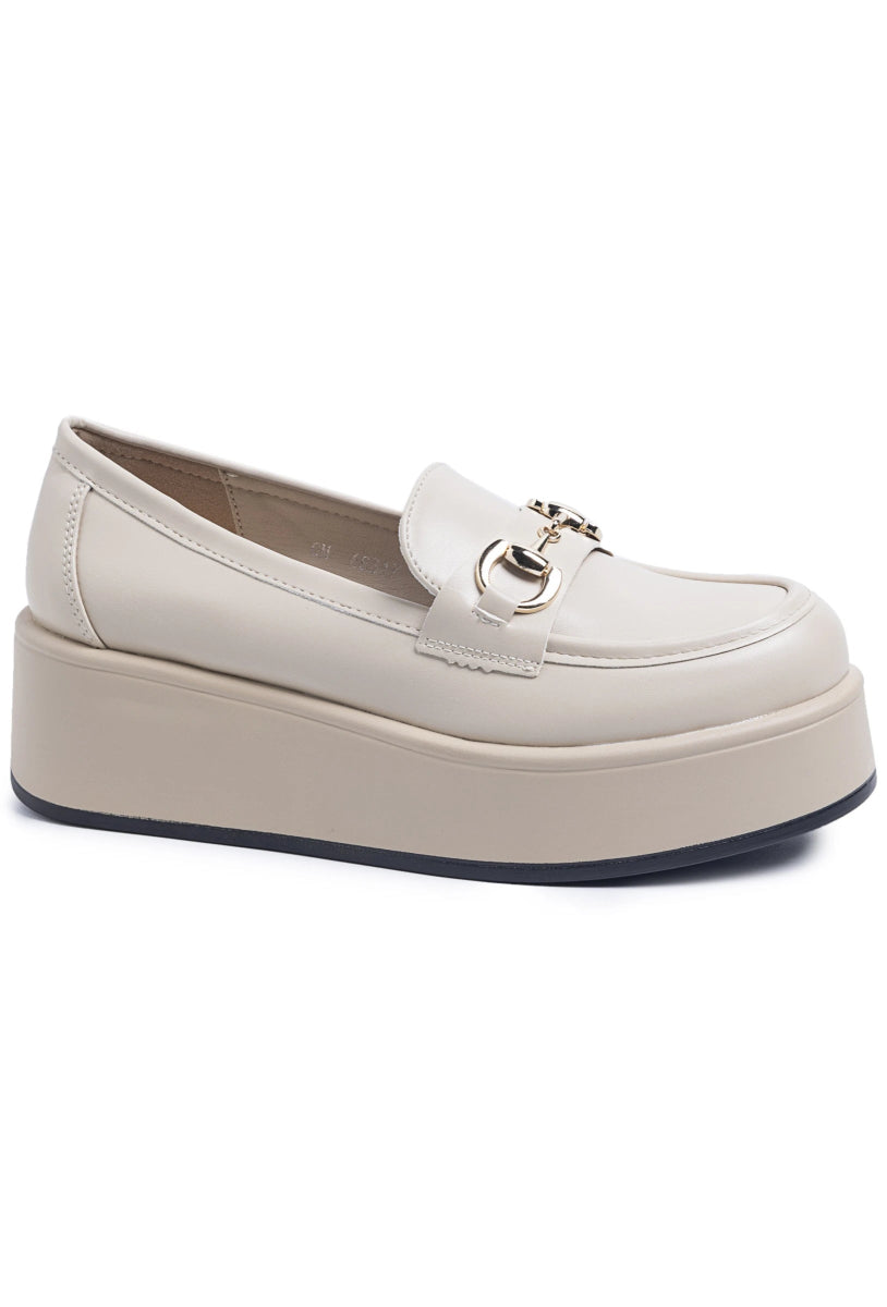 Mocassins plateforme beiges avec boucle décorative - RIVE GAUCHE