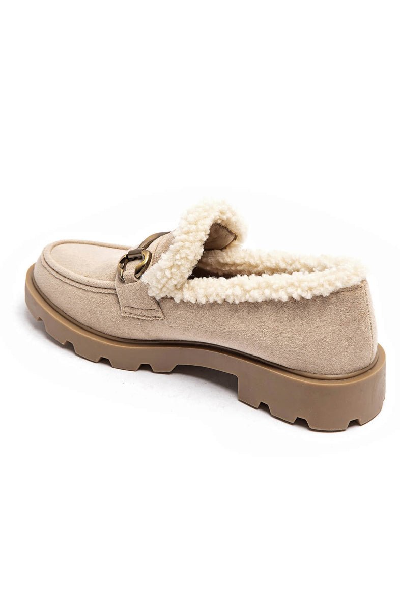 Mocassins taupe fourrés avec moumoute - RIVE GAUCHE