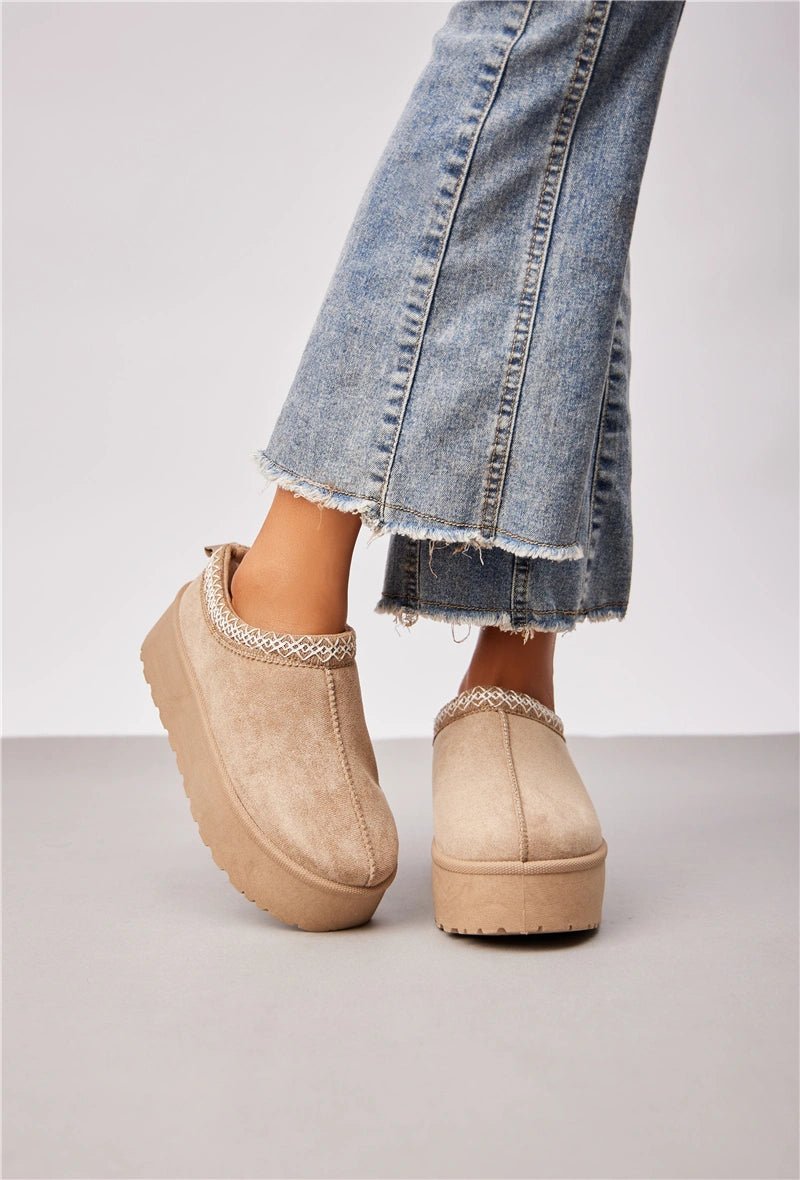 Mules à plateforme fourrées beige - RIVE GAUCHE