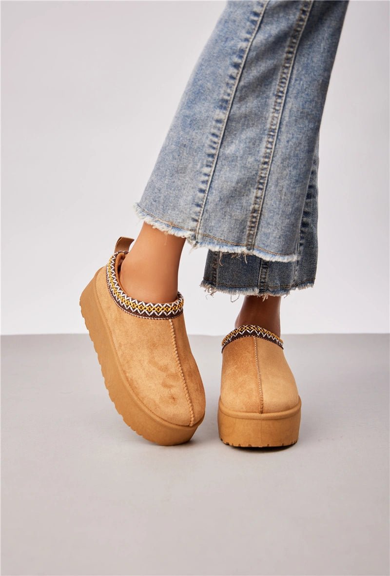 Mules à plateforme fourrées camel - RIVE GAUCHE