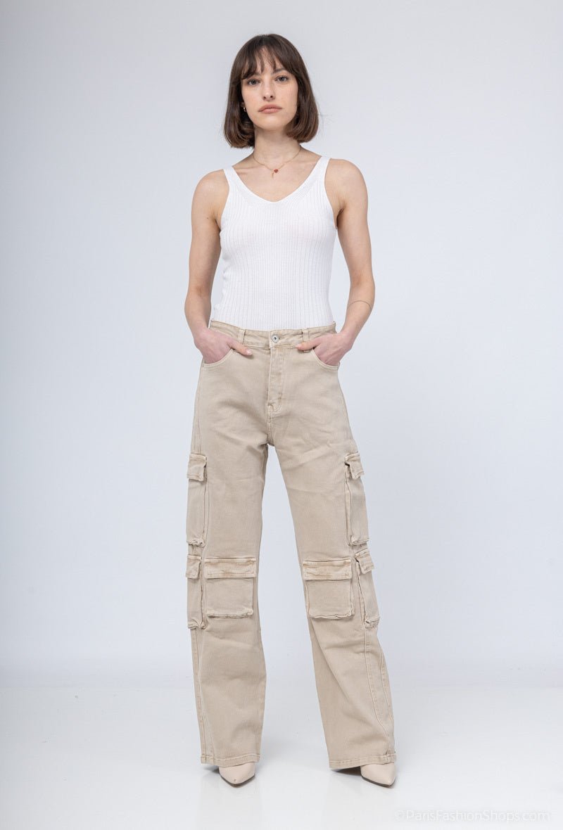 Pantalon cargo beige - RIVE GAUCHE