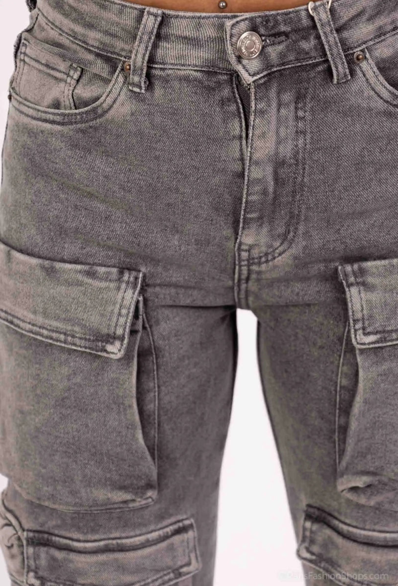 Pantalon cargo denim gris - RIVE GAUCHE