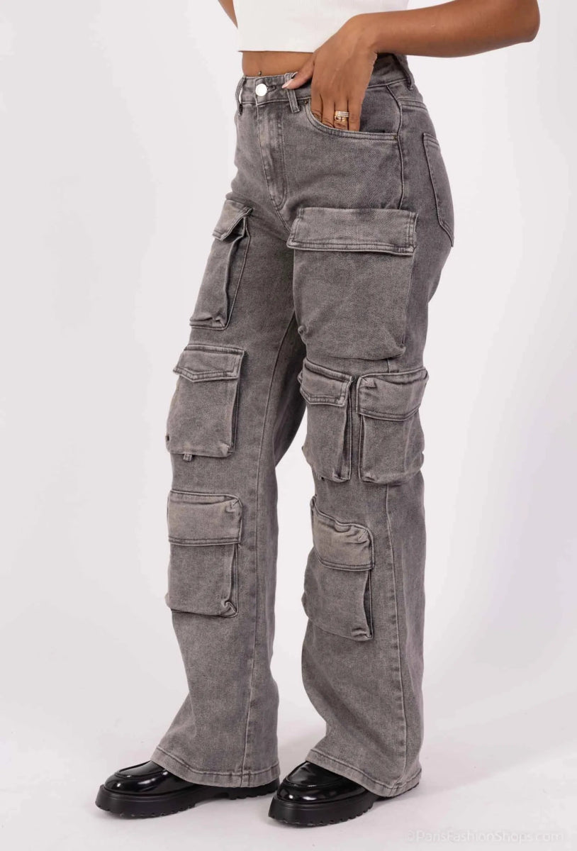 Pantalon cargo denim gris - RIVE GAUCHE