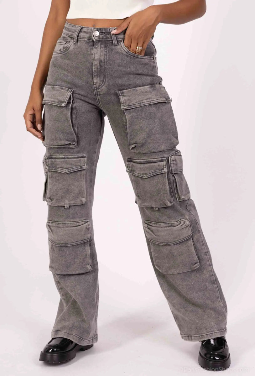 Pantalon cargo denim gris - RIVE GAUCHE