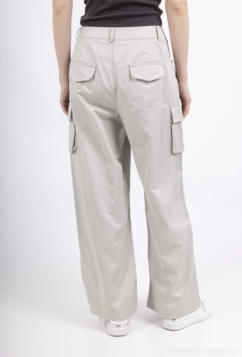 Pantalon cargo en coton gris clair avec grandes poches - RIVE GAUCHE