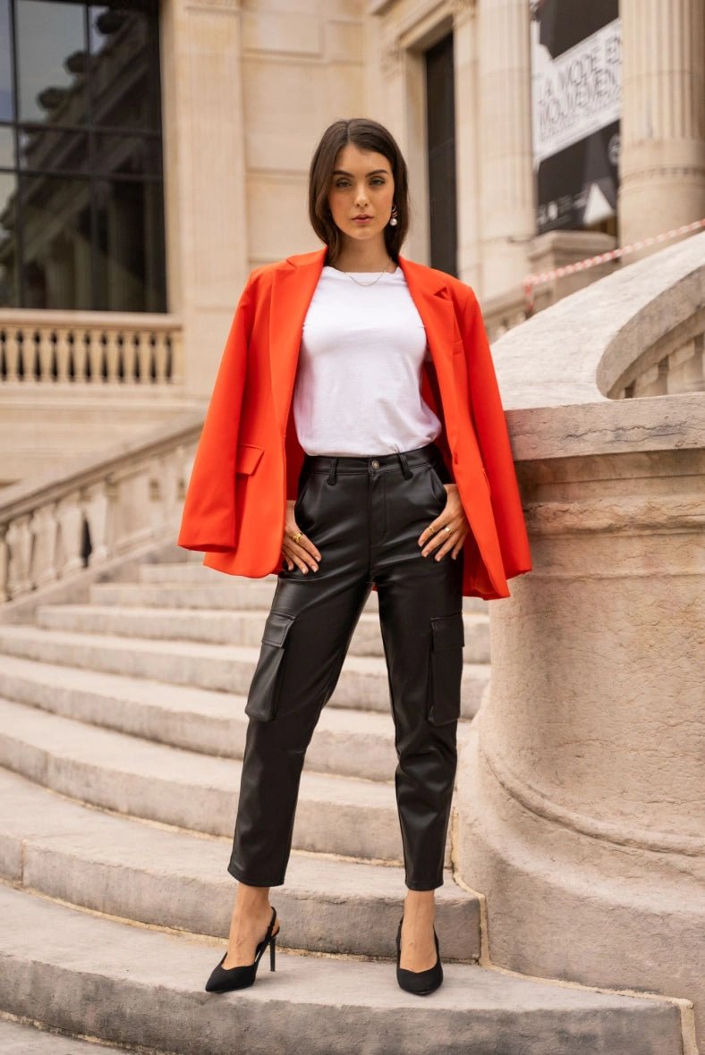 Pantalon cargo similicuir - RIVE GAUCHE