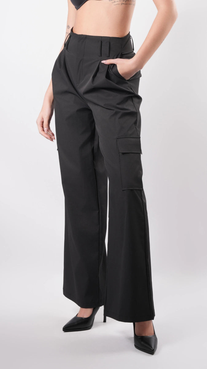 Pantalon cargo taille haute noir - RIVE GAUCHE