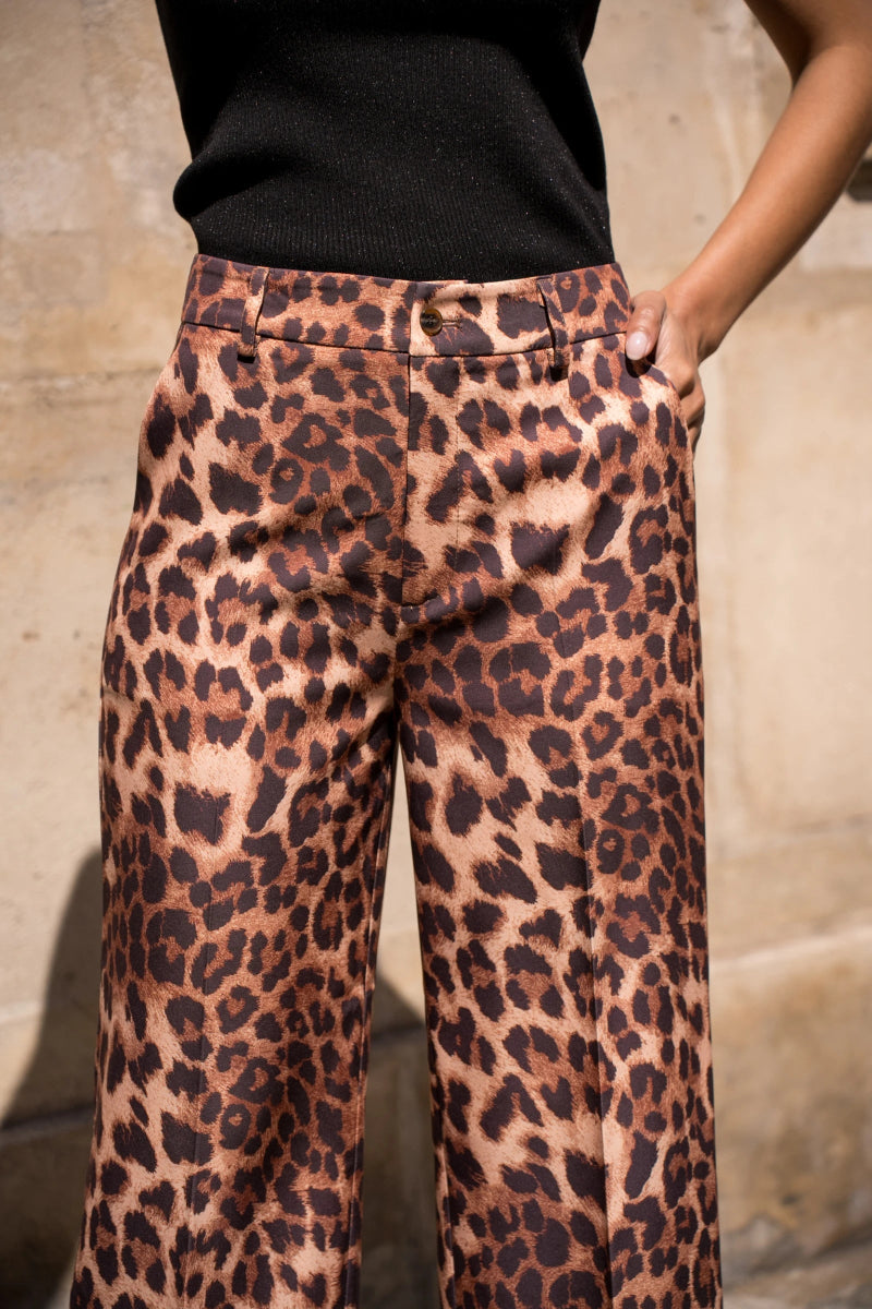Pantalon coupe droite imprimé léopard - RIVE GAUCHE