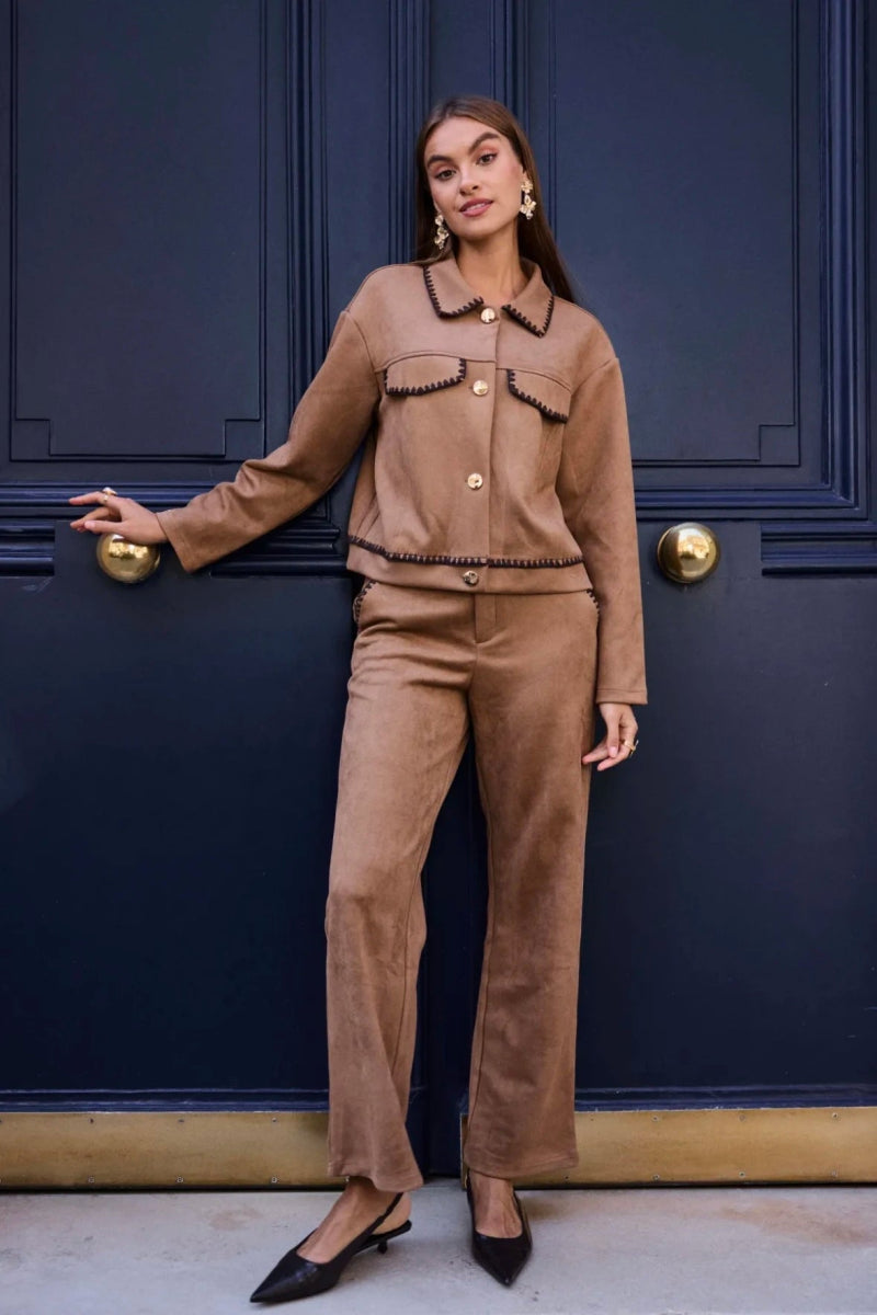 Pantalon droit effet daim Odina - RIVE GAUCHE