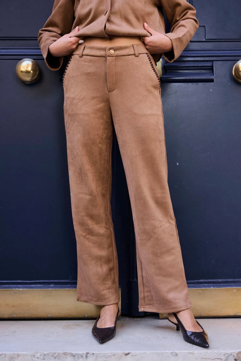 Pantalon droit effet daim Odina - RIVE GAUCHE