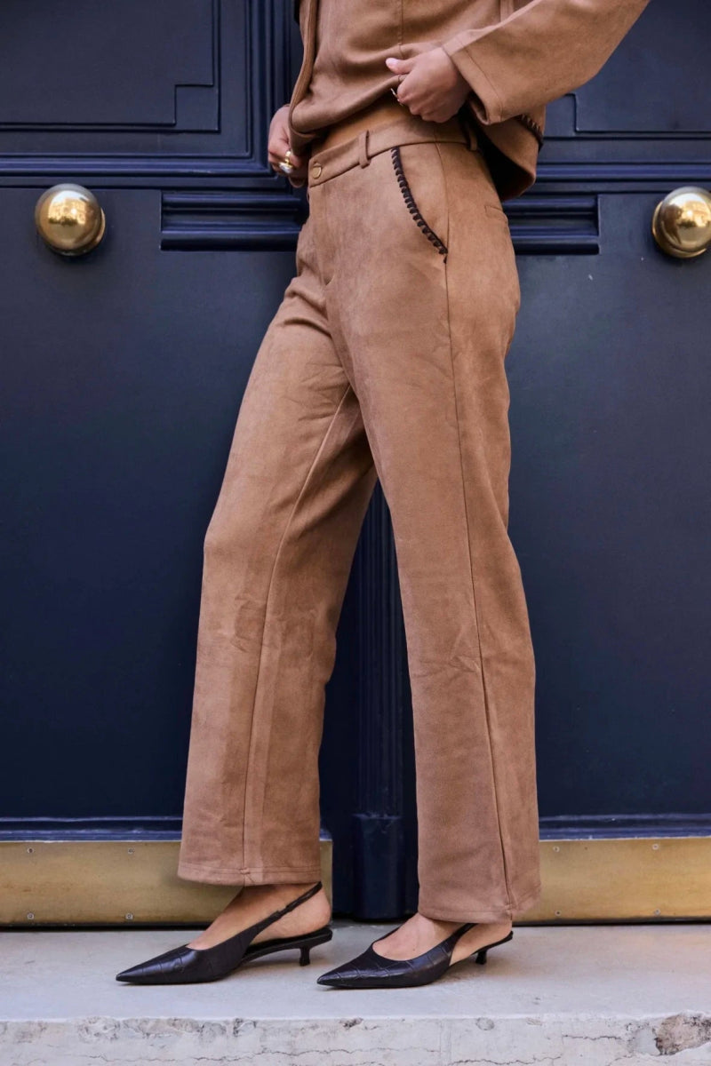 Pantalon droit effet daim Odina - RIVE GAUCHE