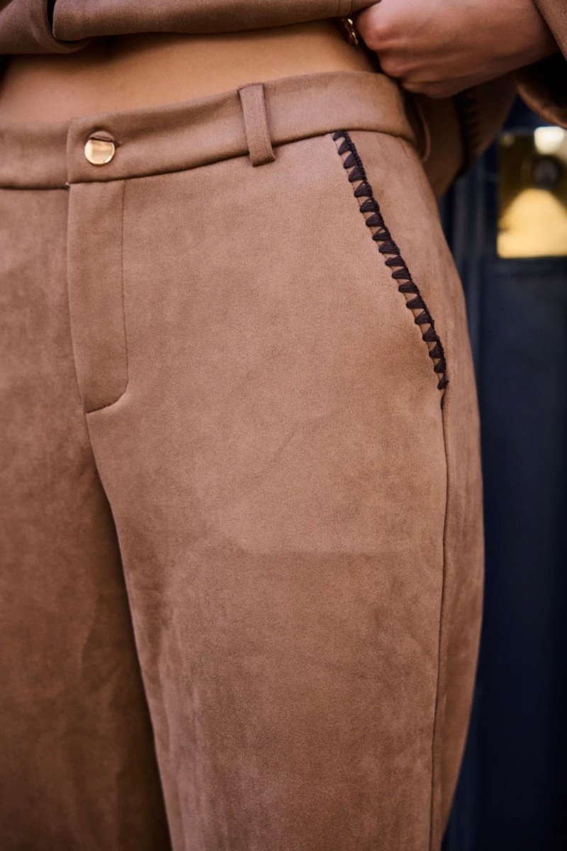 Pantalon droit effet daim Odina - RIVE GAUCHE