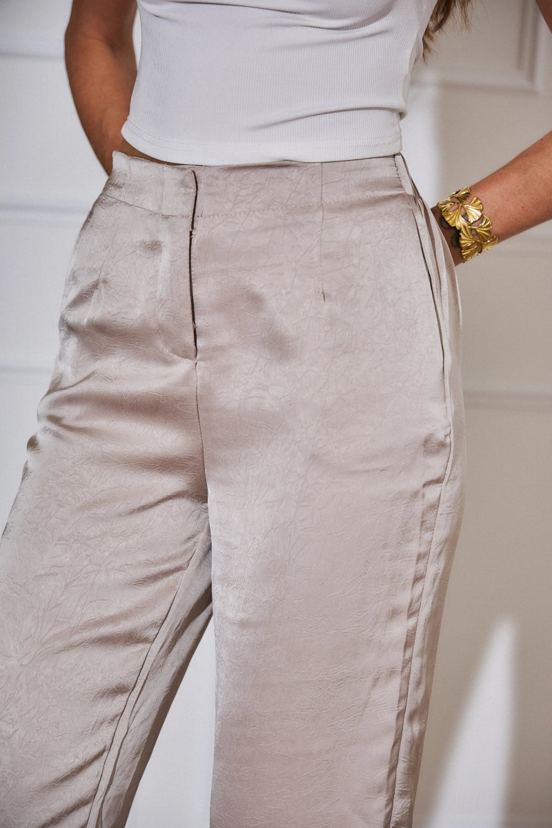 Pantalon fluide brodé beige - RIVE GAUCHE