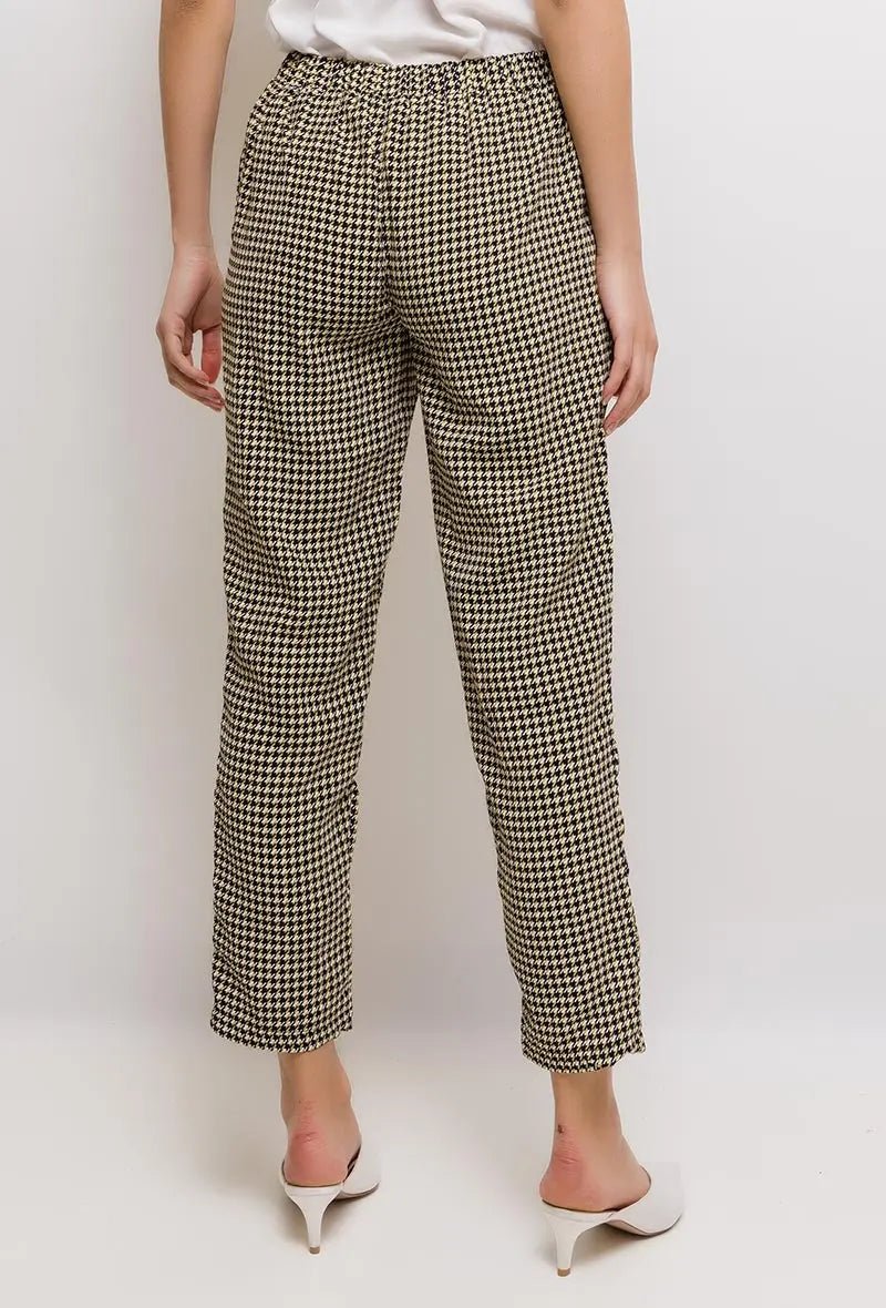 Pantalon fluide en coton imprimé pied de poule - RIVE GAUCHE