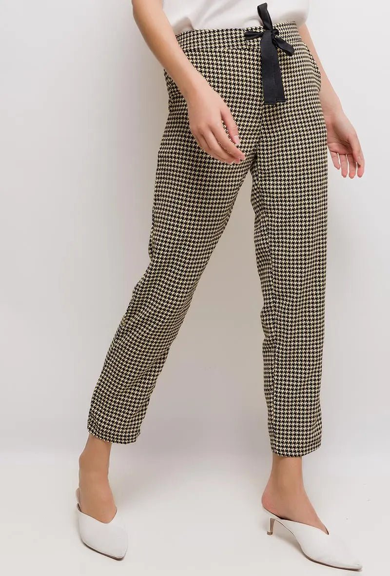 Pantalon fluide en coton imprimé pied de poule - RIVE GAUCHE