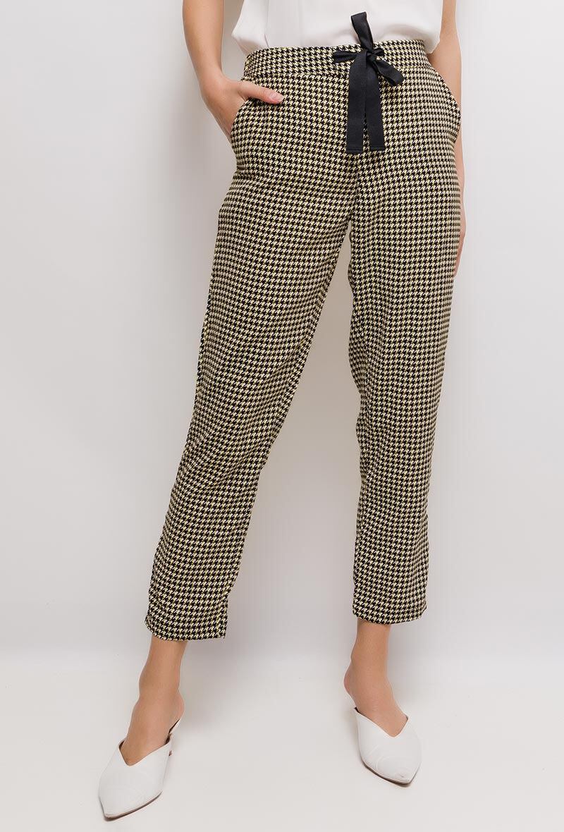 Pantalon fluide en coton imprimé pied de poule - RIVE GAUCHE