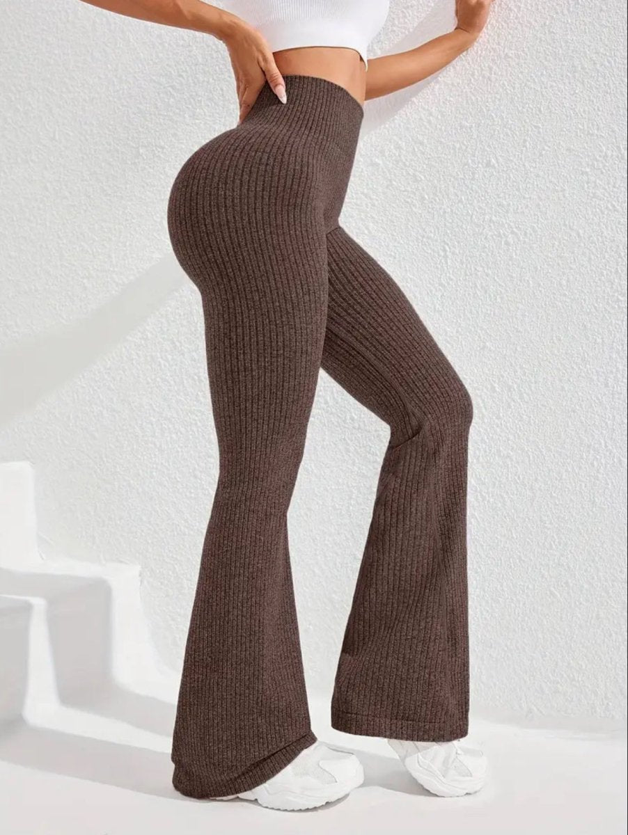 Pantalon fluide en maille côtelée chocolat - RIVE GAUCHE