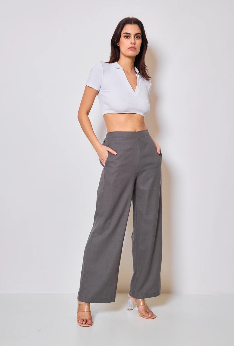 Pantalon fluide taille haute gris - RIVE GAUCHE