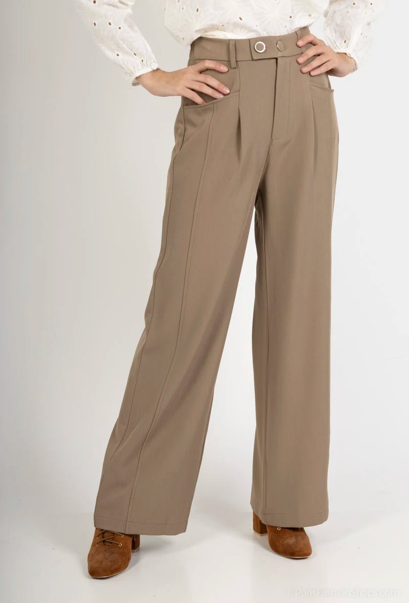 Pantalon fluide taille haute taupe - RIVE GAUCHE
