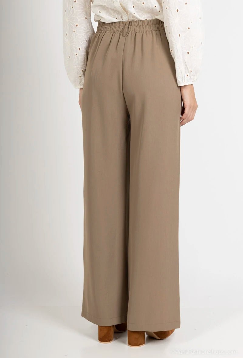 Pantalon fluide taille haute taupe - RIVE GAUCHE