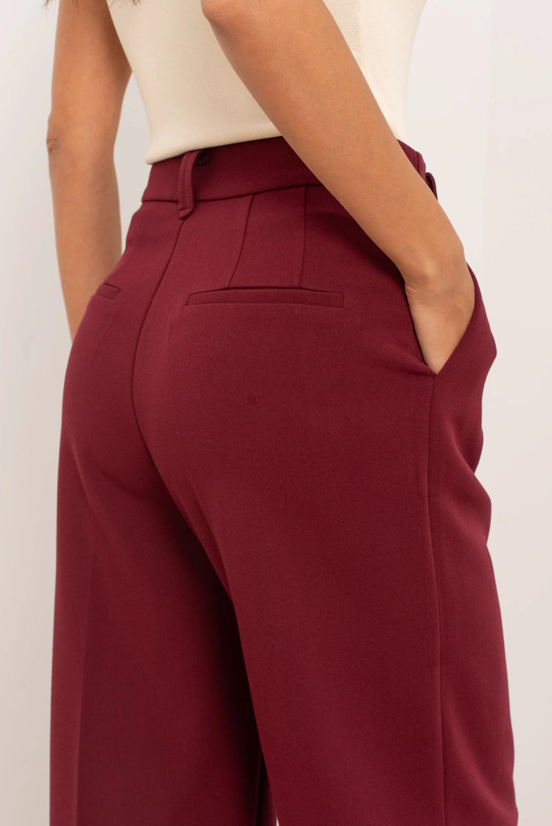 Pantalon habillé bordeaux Aura taille haute coupe droite - RIVE GAUCHE