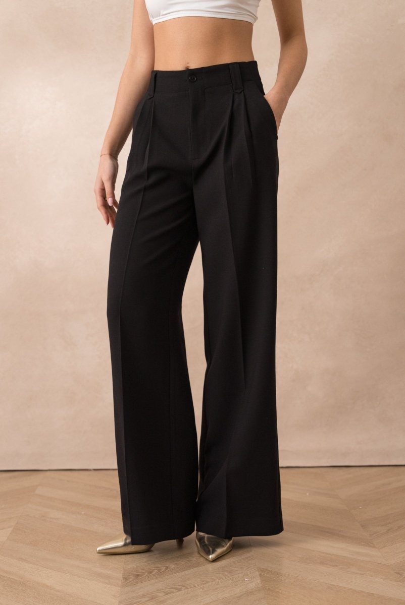 Pantalon habillé noir Aura taille haute coupe droite - RIVE GAUCHE