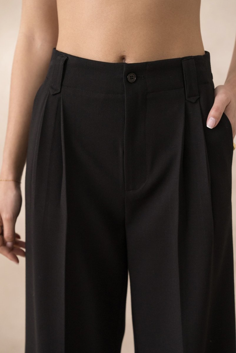Pantalon habillé noir Aura taille haute coupe droite - RIVE GAUCHE