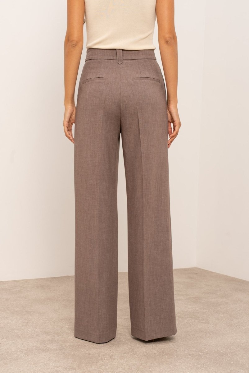 Pantalon habillé taupe Aura taille haute coupe droite - RIVE GAUCHE