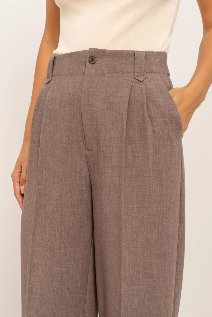Pantalon habillé taupe Aura taille haute coupe droite - RIVE GAUCHE