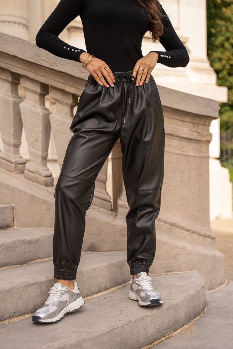 Pantalon jogging en similicuir - RIVE GAUCHE