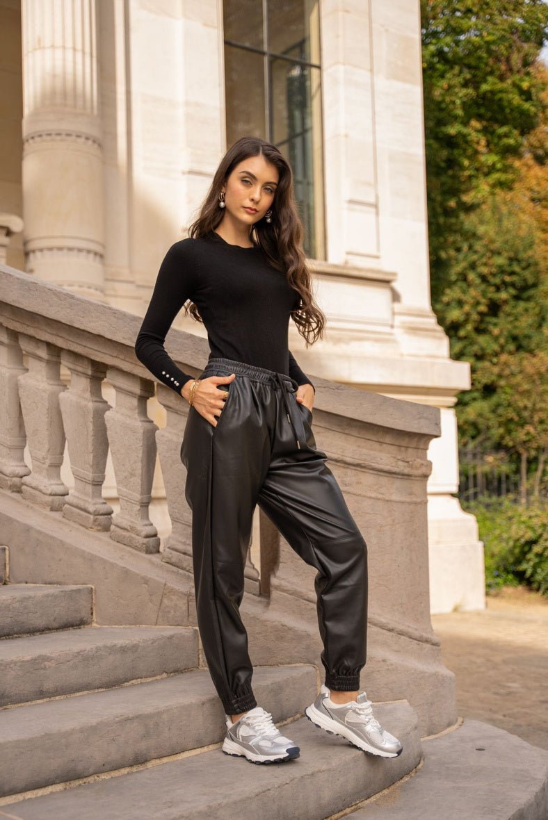 Pantalon jogging en similicuir - RIVE GAUCHE