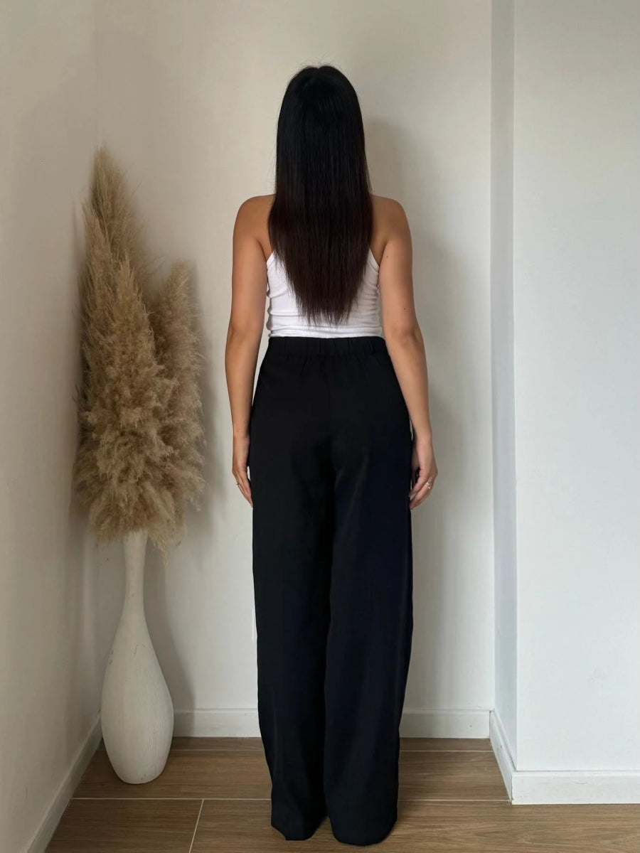 Pantalon large et fluide élastique noir - RIVE GAUCHE